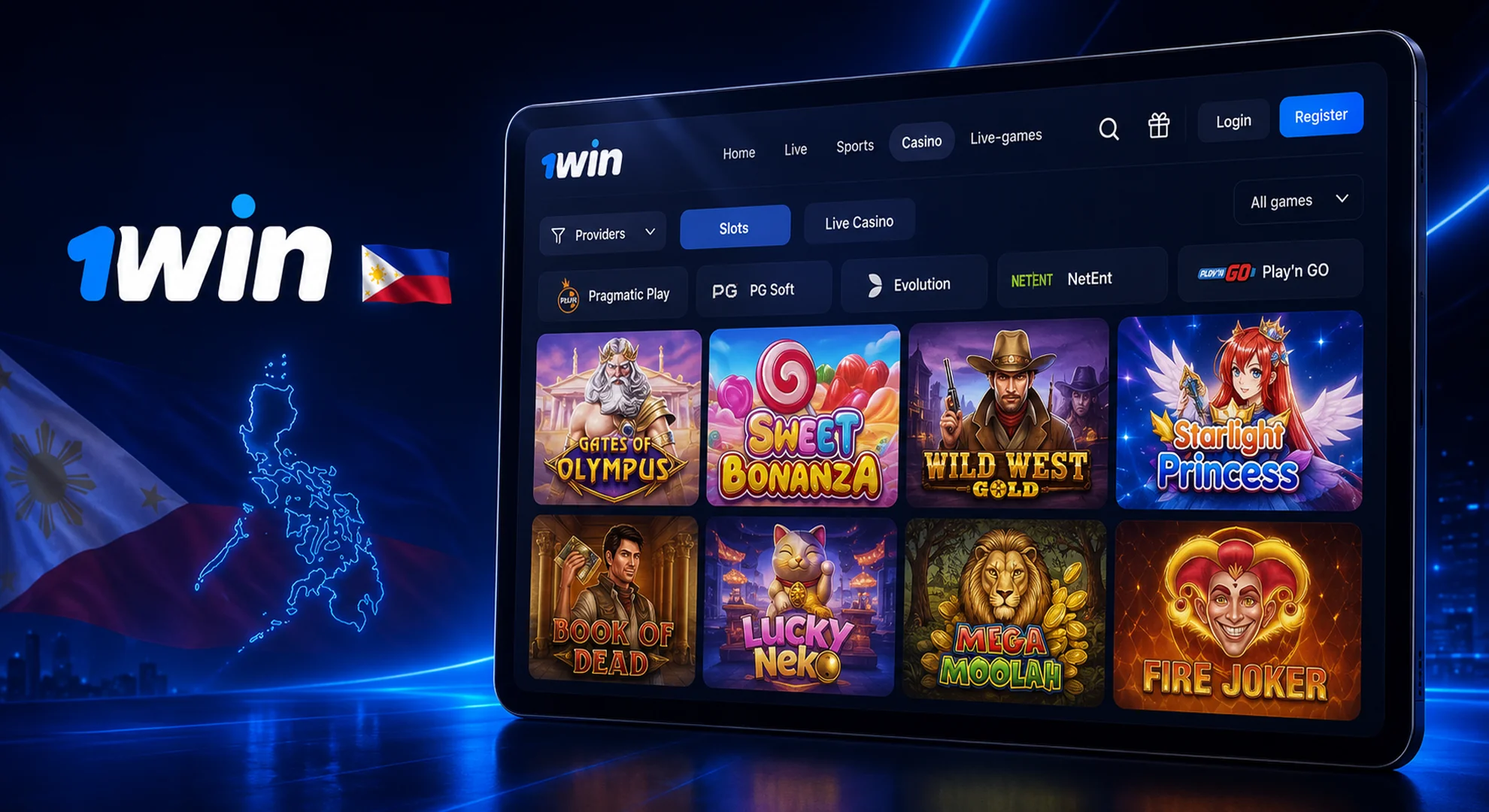 Choose slots and casino games by provider on 1win
