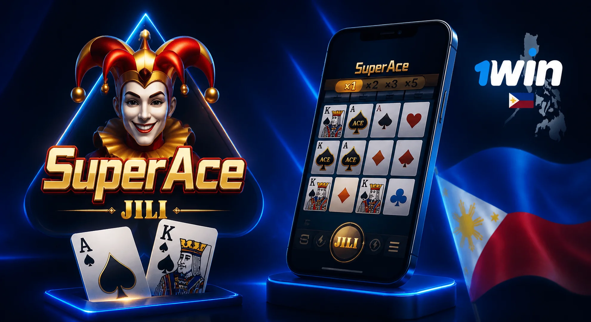 Play Super Ace slot by JILI on 1win official casino in the Philippines